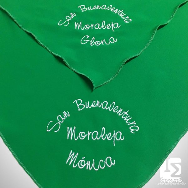 Pañuelos verdes bordados personalizados San Buenaventura
